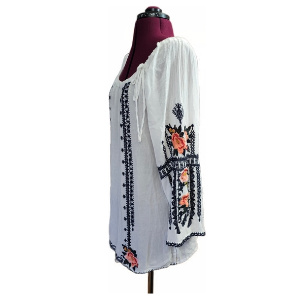 Cute Options Embroidered Guazy Bohemian Long Sleeve Tunic Blouse - Picture 5 of 14